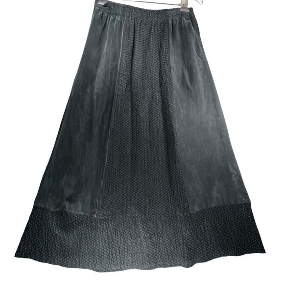 Vtg Wild Rose Midi Maxi Skirt Set 2 piece Womens 14 Gray Boho Rayon Textured USA - Picture 9 of 16